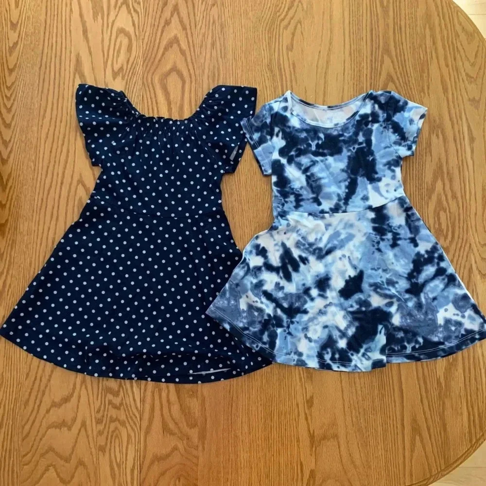 NWT The Childrenβs Place Girls Cotton Dresses Lot Of 2 Size XS 4 Tie Dye NEW